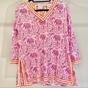 Gretchen Scott V-Neck Elephant Patterned Tunic